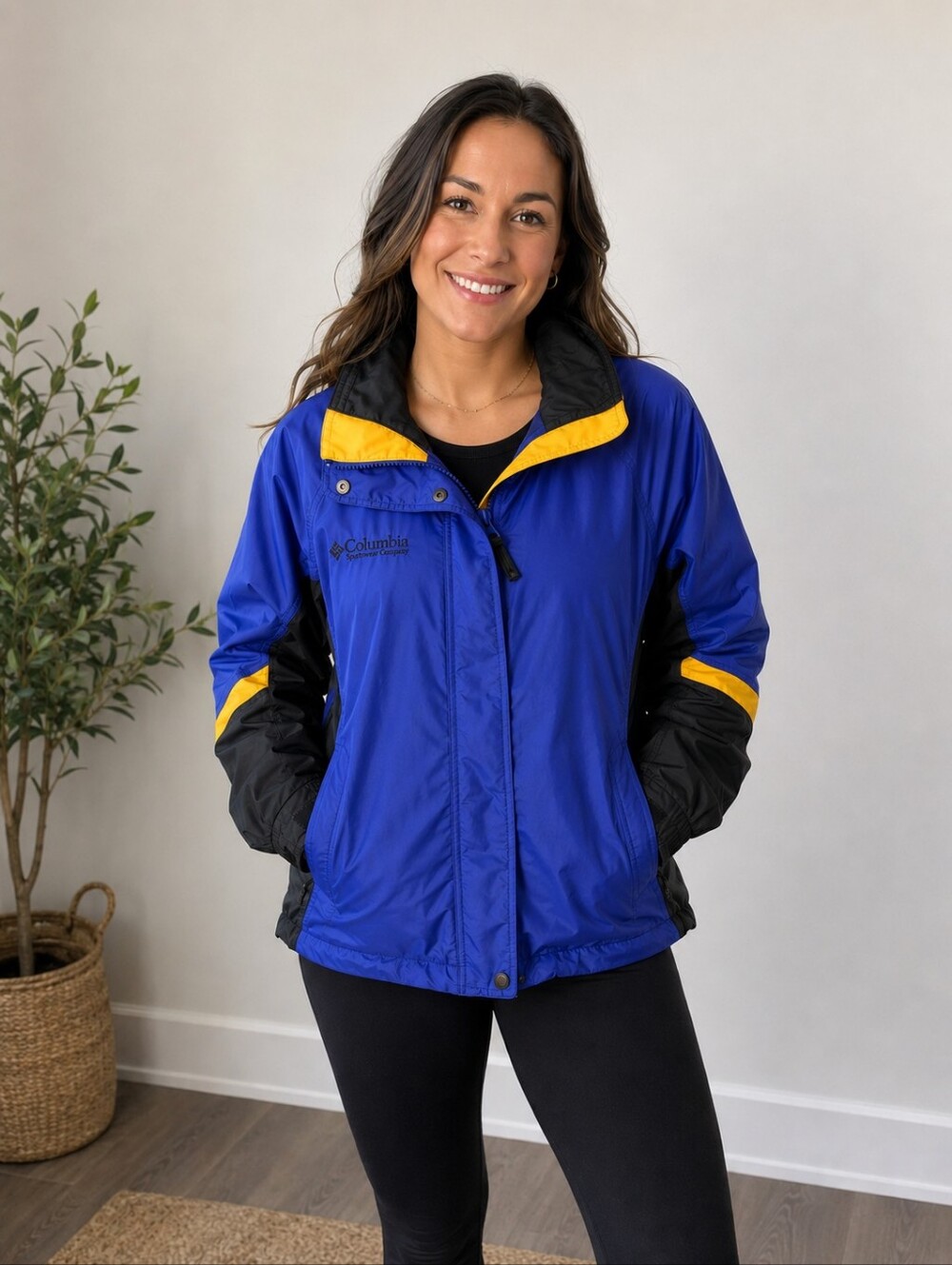 Columbia Vintage Womens Bugaboo Jacket Size Large Blue Black Outdoor Winter EUC